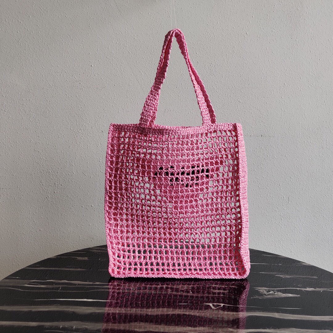 Prada Crochet Bag Tote Pink 1BG393